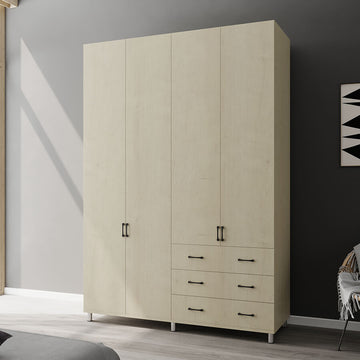 ארון בגדים 4 דלתות 3 מגירות דגם נופר 160X240