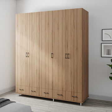 ארון בגדים 5 דלתות 3 מגירות עם במה דגם קרן 200X240