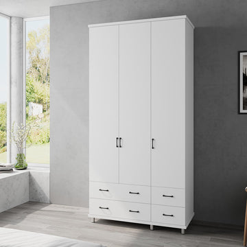 ארון בגדים 3 דלתות עם 4 מגירות ובמה דגם לילך 120X240