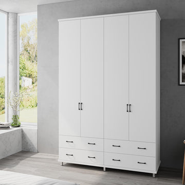 ארון בגדים 4 דלתות ו-4 מגירות עם במה דגם לילך 160X240