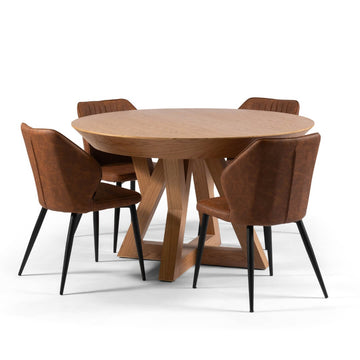 MIRI SET | סט פינת אוכל עגולה נפתחת דגם מירי כולל 4 כיסאות מרופדים