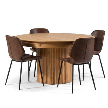 HERMON SET Non-Expandable | סט פינת אוכל עגולה לא נפתחת דגם חרמון כולל 4 כיסאות מרופדים